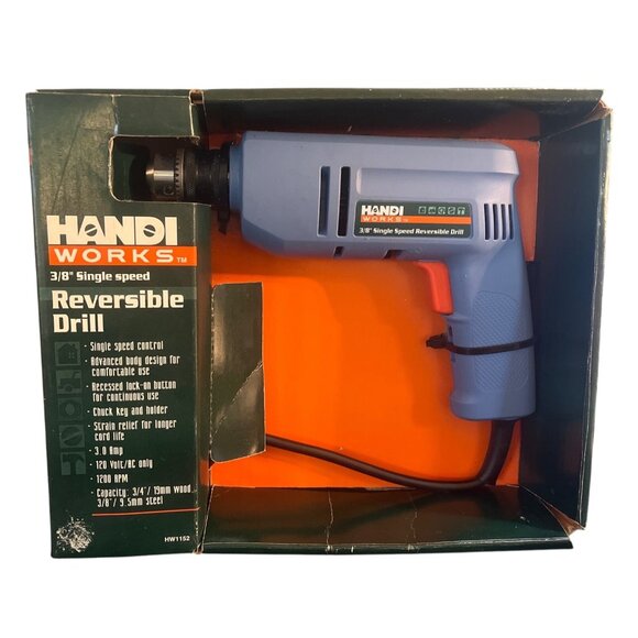 Handi Works 3/8" Single Speed  Reversible Drill HW1152 1200 RPM 120V 60Hz - Picture 1 of 4